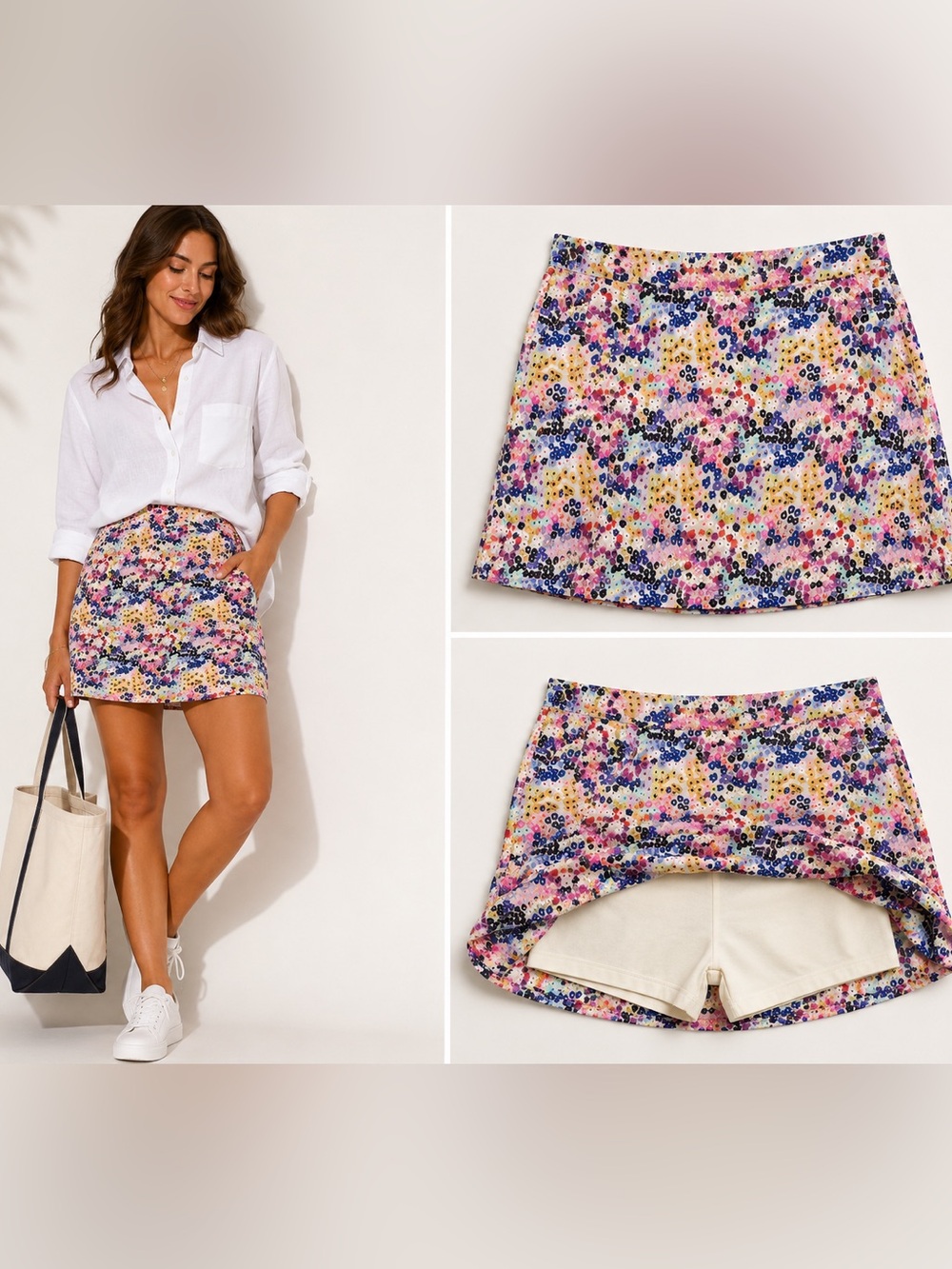 Anthropologie Daily Practice Floral Mini Skort Waypoint Built In Shorts